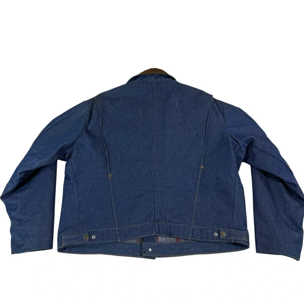 Vtg Key Imperial Blanket Lined Denim Snap Jacket Sz‎ 48R Made In USA Workwear